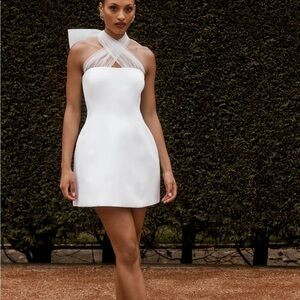 MARYAM Tulle Bow Mini Dress - White